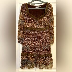 Blue Bird Dress by Anthropologie Women's Multicolor Floral Size Large